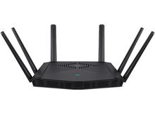 Charger l'image dans la galerie, Un routeur Wi-Fi noir avec six antennes disposées en éventail.