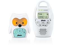 Charger l'image dans la galerie, Moniteur bébé blanc en forme de hibou et un récepteur. L'écran du récepteur affiche "CONNECTÉ".