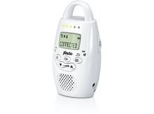 Charger l'image dans la galerie, Babyphone Alecto blanc avec écran LCD, boutons et poignée. Affiche 'CONNECTED'.