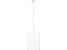 Charger l'image dans la galerie, Un câble adaptateur USB-C vers HDMI blanc, avec un adaptateur rectangulaire blanc et un câble blanc.