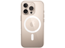 Charger l'image dans la galerie, Coque transparente pour iPhone avec bosse de caméra, logo Apple et anneau MagSafe sur fond blanc.