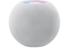 Charger l'image dans la galerie, Un haut-parleur Apple HomePod blanc. Fond noir.