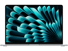 Charger l'image dans la galerie, Ordinateur portable argenté avec un design abstrait turquoise sur l'écran.