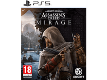 Charger l'image dans la galerie, Jaquette du jeu Assassin's Creed Mirage PS5 : homme avec épée, fond désertique.