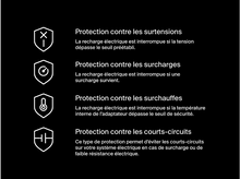 Charger l'image dans la galerie, Icônes avec texte sur la protection contre les surtensions, les surcharges, la surchauffe et les courts-circuits.