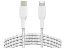 Charger l'image dans la galerie, Deux câbles de charge blancs avec connecteurs USB-C et Lightning.