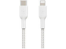 Charger l'image dans la galerie, Câble de chargement blanc avec connecteur USB-C et Lightning. Câble tressé.
