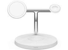 Charger l'image dans la galerie, Un support de charge blanc avec une base circulaire, une barre verticale et deux surfaces de charge.