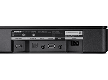 Charger l'image dans la galerie, Arrière d'une barre de son Bose. Divers ports d'entrée et étiquettes visibles.