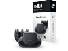 Charger l'image dans la galerie, Tondeuse à barbe Braun avec accessoires EasyClick. Une boîte et des accessoires sur fond blanc.