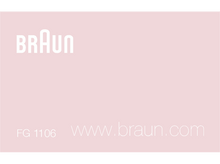 Charger l'image dans la galerie, Fond rose avec le mot blanc 'BRAUN' et le texte 'FG 1106 www.braun.com'.