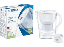Charger l'image dans la galerie, Pichet filtrant Brita blanc, avec le pichet, la boîte et un filtre.