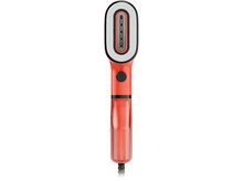Charger l'image dans la galerie, Un défroisseur vapeur portable rouge et noir sur fond blanc, prise de vue verticale.