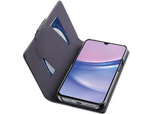 Charger l'image dans la galerie, Un téléphone dans un étui gris avec des fentes pour cartes. L'écran est allumé.