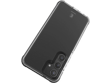 Charger l'image dans la galerie, Coque de téléphone transparente, avec des accents noirs, vue en angle.