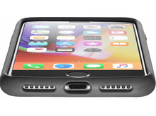 Charger l'image dans la galerie, Un iPhone X/XS avec un étui, montrant le bas avec les haut-parleurs et le port de charge.