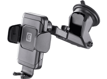 Charger l'image dans la galerie, Support de téléphone de voiture noir avec ventouse. Le support est incliné vers la gauche.