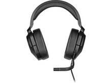 Charger l'image dans la galerie, Casque noir avec microphone, les écouteurs sont grands et carrés.