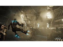 Charger l'image dans la galerie, Une scène de jeu vidéo avec un personnage dans un cadre futuriste, sautant avec une arme.