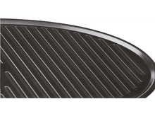 Charger l'image dans la galerie, Gros plan sur une poêle à griller ovale noire et rainurée. Les rainures sont visibles.