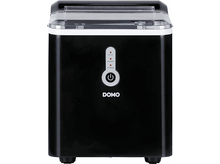 Charger l'image dans la galerie, Une machine à glaçons noire avec un dessus transparent et un panneau de commande. La marque DOMO est visible.