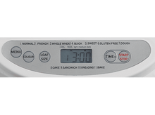 Charger l'image dans la galerie, Panneau de commande de la machine à pain avec boutons et affichage. Affiche l'heure 1:30.