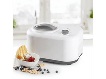Charger l'image dans la galerie, Machine à glace blanche avec un bol de glace, des baies et des gaufres devant.