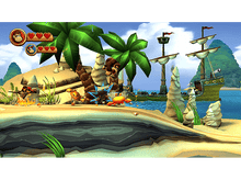 Charger l'image dans la galerie, Scène de jeu Donkey Kong. Personnages sur une plage de sable avec un bateau pirate.