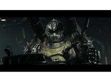 Charger l'image dans la galerie, Un homme en armure futuriste tenant une arme, dans une pièce faiblement éclairée.