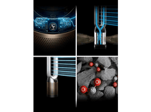 Charger l'image dans la galerie, Images d'un purificateur d'air Dyson montrant les composants internes, le flux d'air et les détails du filtre.