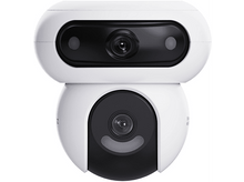 Charger l'image dans la galerie, Caméra de sécurité blanche avec deux objectifs noirs. C'est un design arrondi, avec un look moderne.