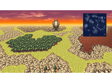 Charger l'image dans la galerie, Un paysage pixélisé avec une figure et une carte à droite. Le ciel est de couleur coucher de soleil.