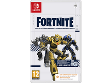 Charger l'image dans la galerie, Boîte de jeu Fortnite avec personnages Transformers. Inclut 1000 V-Bucks. Logo Nintendo Switch en haut à gauche.