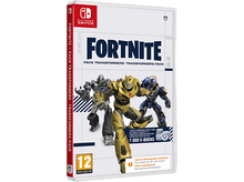 Charger l'image dans la galerie, Boîtier de jeu Fortnite avec Transformers. Trois robots sur le devant. Logo Nintendo Switch en haut.