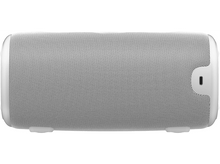 Charger l'image dans la galerie, Un haut-parleur rectangulaire blanc avec une façade en mesh et un port USB.