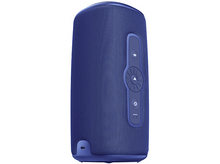 Charger l'image dans la galerie, Haut-parleur cylindrique bleu avec boutons de contrôle sur fond blanc.