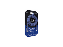 Charger l'image dans la galerie, Câble USB tressé bleu sur un emballage noir et bleu. Le câble est étiqueté FlexWave, USB-A vers USB-C et mesure 2m de long.