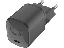 Charger l'image dans la galerie, Un chargeur de téléphone noir avec deux broches et un port de charge, sur fond noir.