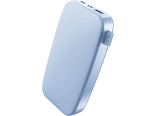 Charger l'image dans la galerie, Une batterie externe bleu clair avec deux ports en haut et un cadre argenté.