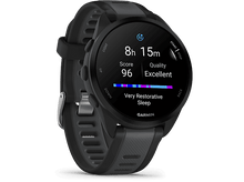 Charger l'image dans la galerie, Montre connectée Garmin noire avec cadran rond, affichant les données de sommeil. Affiche le score, la qualité et le temps.