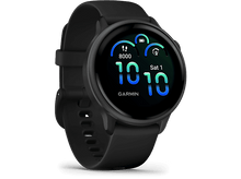 Charger l'image dans la galerie, Montre intelligente Garmin noire avec cadran rond.