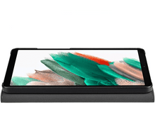 Charger l'image dans la galerie, Une tablette sur un étui gris foncé, avec une image abstraite colorée.