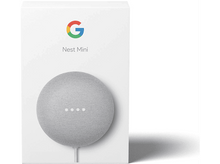 Charger l'image dans la galerie, Boîte blanche avec un haut-parleur gris et le logo Google Nest Mini. Fond blanc.