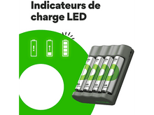 Charger l'image dans la galerie, GP BATTERIES Chargeur de pile USB B441 + 4 x Pile AA 2100 mAh Noir (GPACSB441001)