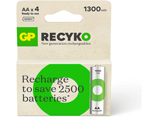 Charger l'image dans la galerie, GP BATTERIES Pile rechargeable AA 1300 mAh RECYKO 1,2V 4 pièces (GPRHC132E036)