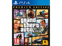 Charger l'image dans la galerie, Couverture du jeu GTA V avec personnages et véhicules. Inclut logo, titre et classification d'âge.