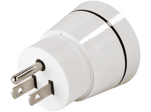 Charger l'image dans la galerie, Un adaptateur électrique blanc avec deux broches et deux fentes, isolé sur fond blanc.