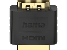 Charger l'image dans la galerie, Un adaptateur HDMI noir avec des connecteurs dorés. La marque 'hama' est imprimée dessus, avec 'HDMI' en dessous.