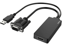 Charger l'image dans la galerie, Câble adaptateur noir avec connecteurs USB, VGA et HDMI. Marque Hama.