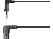 Charger l'image dans la galerie, Deux câbles audio noirs avec des connecteurs coudés sur fond blanc.